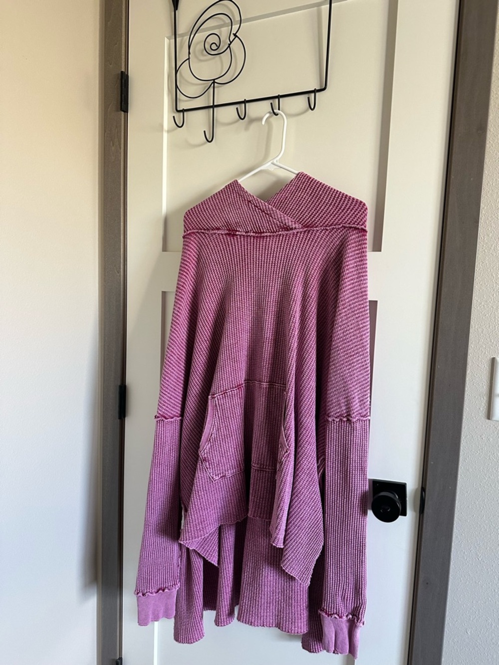 Women's Free People One Gannet magenta hooded waffle knit oversized Worn once